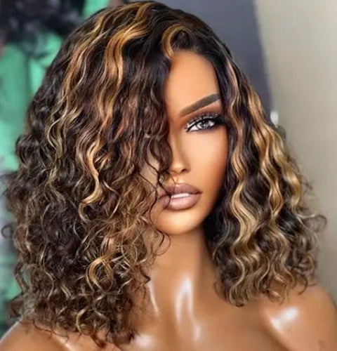 Wavy Highlighted Side Part Wig (Ready To Wear)