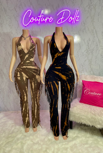 Diva Fringe Jumpsuit Black