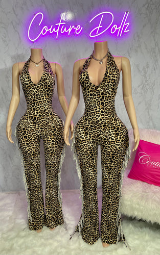 Leopard Fringe Jumpsuit