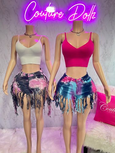 Tie Dye Fringe Shorts